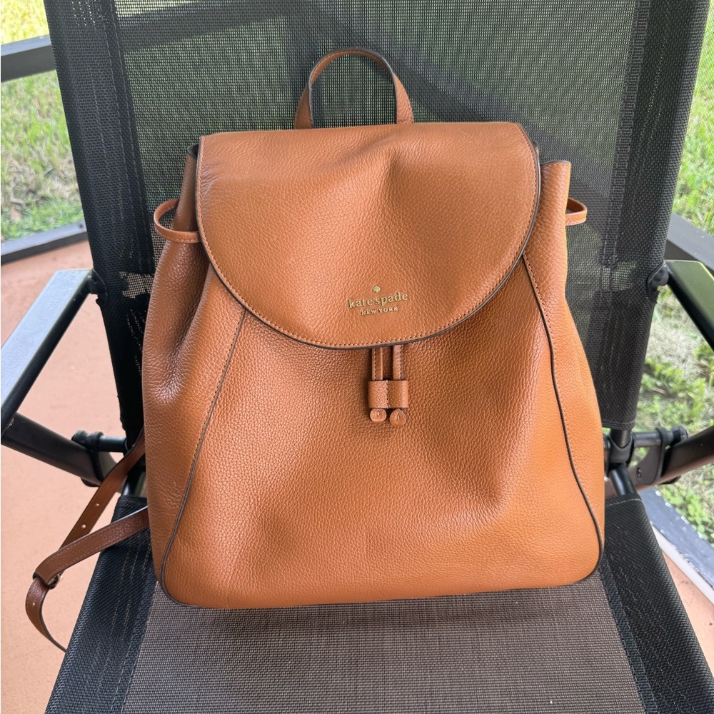 Kate Spade Leila Large Flap Backpack in Warm Gingerbread